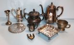 Silver plate Trivet, Teapot, Sugar & Vase
