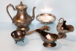 Silver plate Teapot, Compote, Gravy & Nut Dish