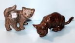 Unmarked Pottery Cat & Iron Cat