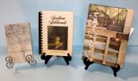 Two Cookbooks, Easels & Marble Knife Sharpener