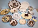 Group Lot of Various Ceramic Pitcher, Plates, Gravy & Turkey Platter