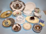 Group Lot of Various Ceramic Pitcher, Plates, Gravy & Turkey Platter
