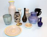 Group of Pottery Vases & Amethyst Vase