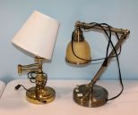 Two Brass Swing Arm Lamps