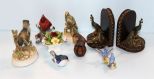 Modern Peacock Bookends & Various Size Bird Figurines