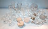 Large Cut Glass Sugar, Creamer, Rose Bowl, Etched Glasses, Creamer/Sugar, Coasters