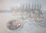 Twenty-Two Pieces of Clear Etched Glass
