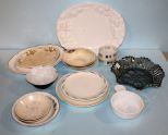 Assorted Lot of Serving Trays, Bowls & Plates