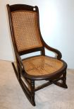 Walnut Victorian Cane Seat and Back Rocker