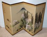 Four Panel Folding Screen with Mountain Scene