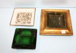 Two Ashtrays & Square Tray