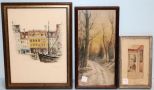 Watercolor Signed Buckner & Print of Village