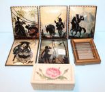 Five Vintage Silhouettes on Glass, Ring Box & Small Frame