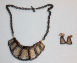 Decorative Metal Necklace and Earrings