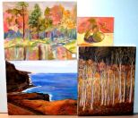 Four Oil Paintings of Fruit and Trees