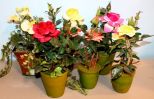 Six Small Containers of Silk Roses