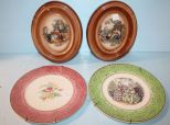 Two Plaster Courtship Plaques & Two Salem China Plates