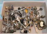 Box of Souvenir Spoons & Cameo Pendant