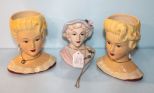 Three Porcelain Head Vases