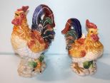 Two Porcelain Rooster Teapots