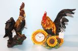Resin Rooster & Bisque Rooster Clock