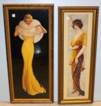 Two Yard Long Ladies Prints in Gold Frames