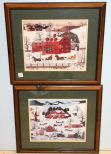Two Framed Winter Scene Pictures
