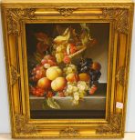 Fruit Oil on Canvas in Gold Frame