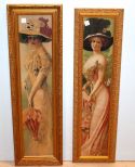 Two Yard Long Ladies Prints in Gold Frames