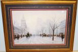 Winter Street Scene in Gold Frame