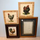 Mother Needlepoint, Rooster Print & Two Rooster Plaques