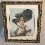 Woman with Black Hat in Gold Frame