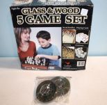 Glass and Wood Game Set & Two Scooter Wheels