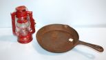 Cast Iron Skillet & Metal Lantern