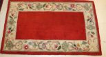 Red Chinese Rug with Flowers