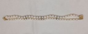 One Even Double Strand Pearl Bracelet 7.0