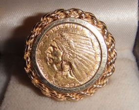 One 21KT and 14KT Yellow Gold Lady's Combination Cast & Die Struck Coin Ring