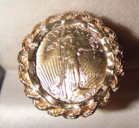 One 22KT and 10KT Yellow Gold Lady's Combination Cast & Die Struck Gold Coin Ring