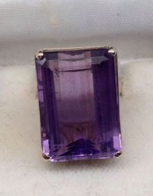 Step Cut Amethyst 14K Ring