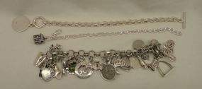 Three Sterling Lady's Charm and Link Bracelets