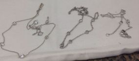 Three sterling Silver lady's Bezel set CZ chains