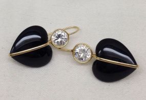 Black Heart Lady's Earrings