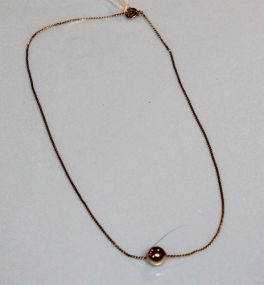 Gold Chain Necklace with Ball Pendant