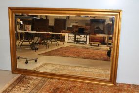 Large Contemporary Beveled Glass Gold Frame Mirror