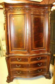 Heavily Carved Four Drawer Entertainment Center