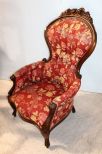 Victorian Style Rose Carved Gents Parlor Chair