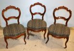 Set of Three Walnut 19th Century Victorian Side Chairs