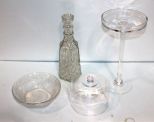 Tall Glass Compote, Lid, Decanter, Bowl