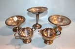Sterling Weighted Creamer/ Sugar, Three Compotes
