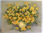 Oil Painting of Yellow Flowers Signed Anna Marie Larocca